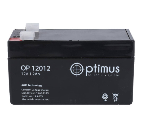 Аккумулятор свинцово-кислотный ZONT Optimus OP12012 12 В 1.2 Ач ML00004298