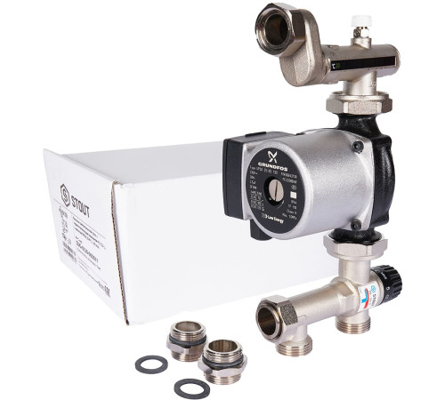 Насосно-смесительный узел STOUT SDG-0120 20-55°C с насосом Grundfos UPSO 25-65 130 мм SDG-0120-005011
