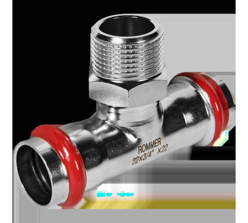 Тройник-переходник пресс-НР ROMMER 22x3/4 нержавеющая сталь RSS-0016-002234