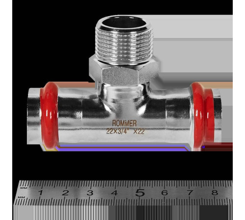 Тройник-переходник пресс-НР ROMMER 22x3/4 нержавеющая сталь RSS-0016-002234