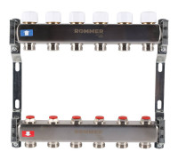 Коллекторная группа из нержавеющей стали ROMMER без расходомеров 6 выходов RMS-3200-000006