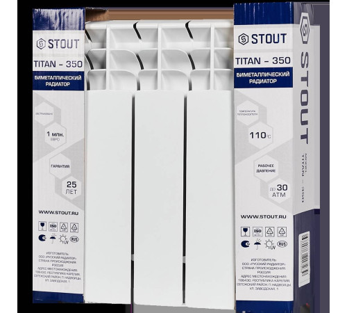 Радиатор биметаллический STOUT TITAN 350 5 секций боковое подключение RAL 9016 SRB-3310-035005