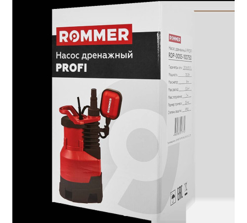 Насос дренажный ROMMER PROFI для грязной воды 750 Вт кабель 10 м RDP-0005-100750