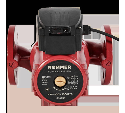 Насос циркуляционный фланцевый ROMMER FORCE 50-60F трехскоростной 220 В RPF-0001-5060220