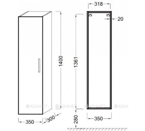 Шкаф-пенал Jacob Delafon Ola 35х140 см серый антрацит EB396-N14