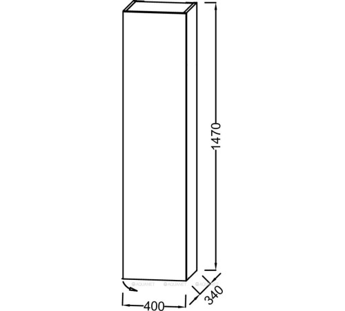 Шкаф-колонна Jacob Delafon Parallel 40 см петли справа матовый базальт / серая кожа EB1851D-N29