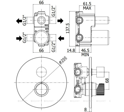 Смеситель для душа встраиваемый Paffoni Jo на 2 выхода черный матовый JO018NO