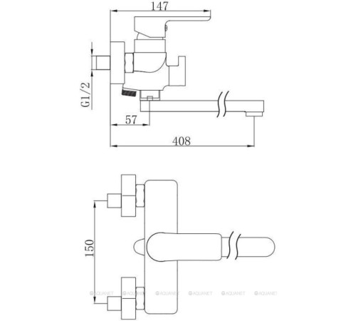 Смеситель для ванны Aquanet Arctic длинный излив хром/белый AF520-21СW