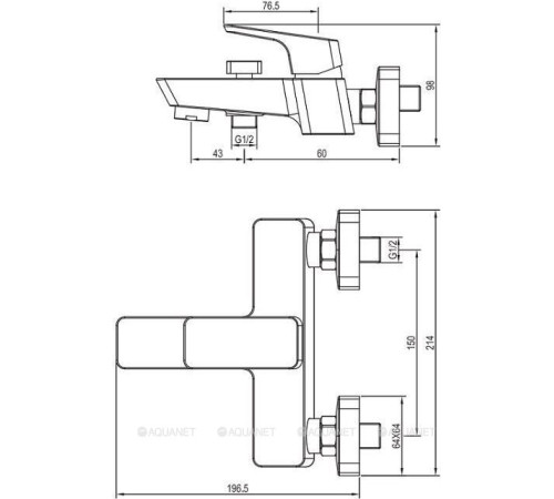 Смеситель для ванны Aquanet Gotic черный матовый AF440-20B