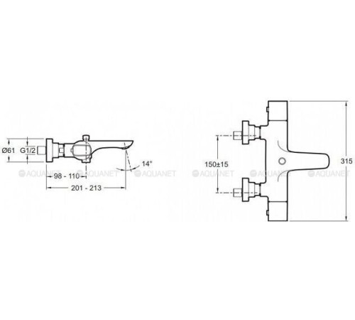 Смеситель для ванны и душа термостатический Jacob Delafon ALEO хром E72286-CP
