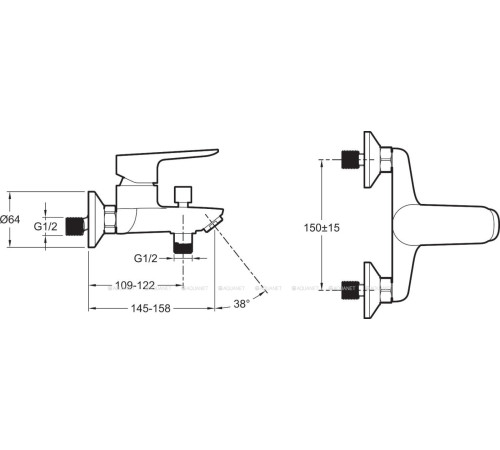 Смеситель для ванны с душем Jacob Delafon Oscar хром E29844-CP