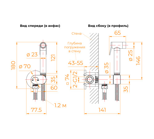 Гигиенический душ со смесителем RGW SP-213B черный 581408213-04