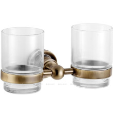 Стакан двойной стеклянный с держателем Aquanet 3884D латунь 3884D