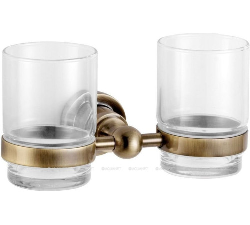Стакан двойной стеклянный с держателем Aquanet 3884D латунь 3884D
