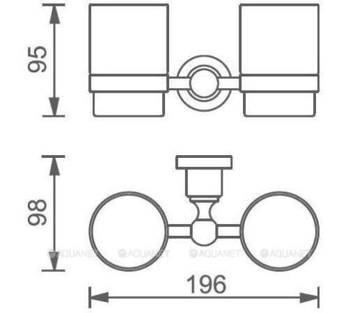 Стакан двойной стеклянный с держателем Aquanet 3884D латунь 3884D