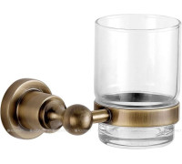 Стакан стеклянный с держателем Aquanet 3884 латунь 3884