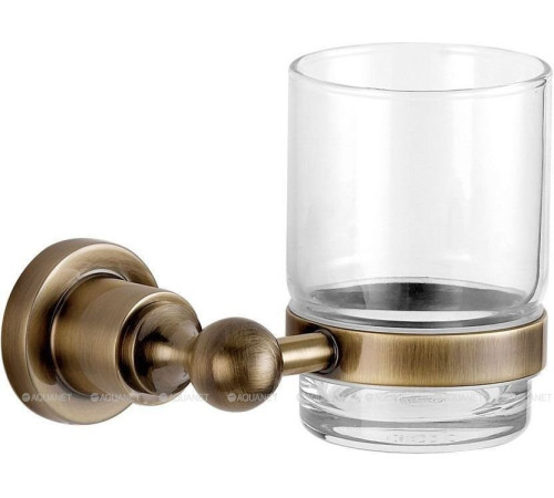 Стакан стеклянный с держателем Aquanet 3884 латунь 3884