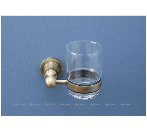 Стакан стеклянный с держателем Aquanet 3884 латунь 3884