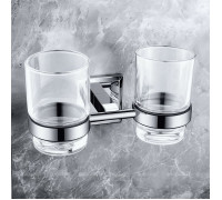 Стакан двойной с держателем Aquanet стекло хром 6184D