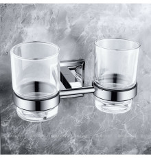 Стакан двойной с держателем Aquanet стекло хром 6184D