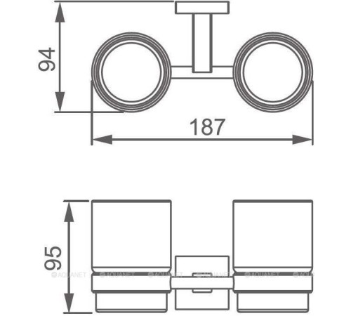 Стакан двойной с держателем Aquanet стекло хром 6184D