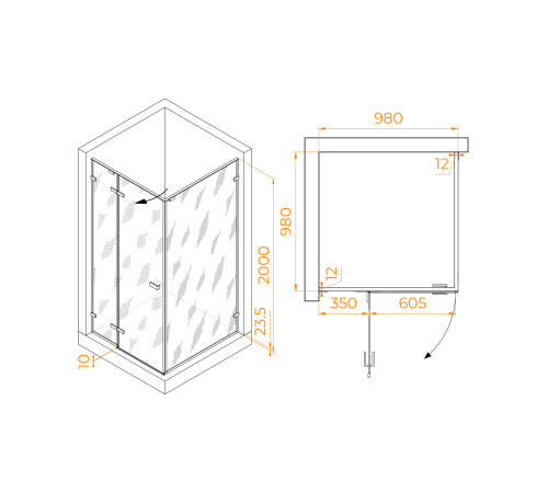 Душевой уголок RGW Stilvoll SV-030Gg 100x100 см золото 353203000-110