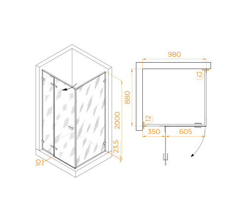 Душевой уголок RGW Stilvoll SV-040 1000x900 мм 353204009-11