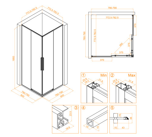 Душевой уголок RGW SV-31B 800x800 мм 32323188-14