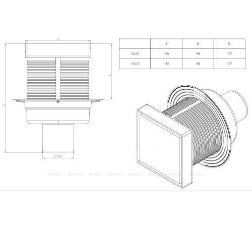 Трап точечный Logan L005-100-VERTICAL 100х100 мм вертикальный выпуск L005-100-VERTICAL