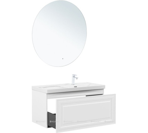 Тумба под раковину Aquanet Агата 100 1 ящик белый сатин 00345483