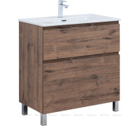 Тумба под раковину Aquanet Алвита new 80 напольная 2 ящика дуб веллингтон табак 00344129