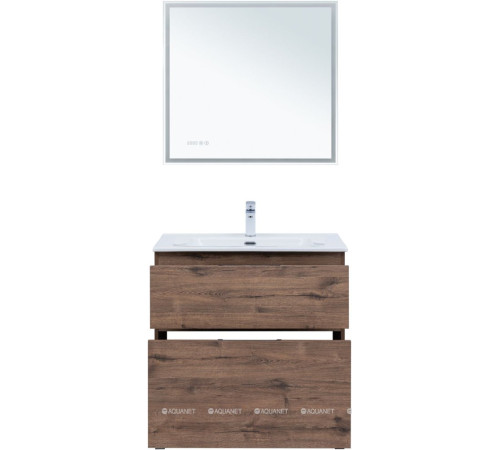 Тумба под раковину Aquanet Алвита new 80 напольная 2 ящика дуб веллингтон табак 00344129