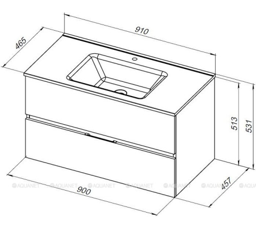 Тумба напольная Aquanet Алвита new 90 дуб веллингтон табак 00334187