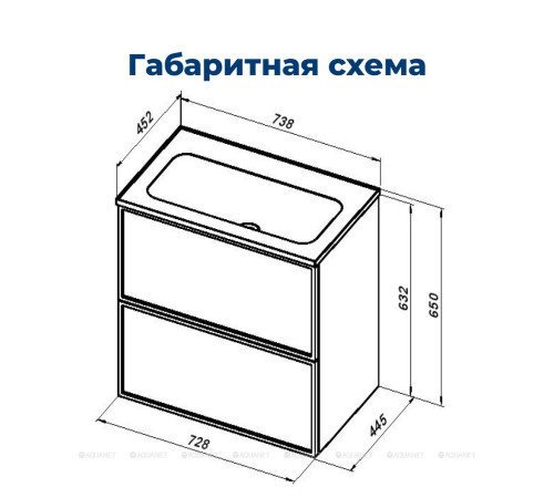 Тумба для раковины Aquanet Арт 75 мисти грин 00313275