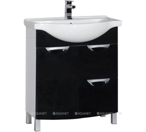 Тумба под раковину Aquanet Асти 75 без корзины белый, фасад черный 00178256