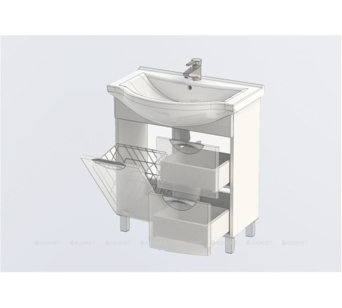 Тумба под раковину Aquanet Асти 75 без корзины белый, фасад черный 00178256