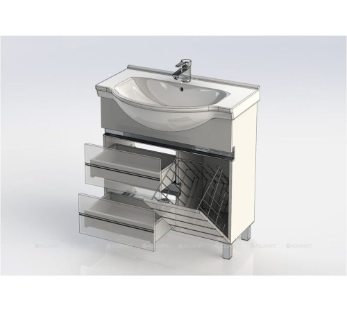 Тумба под раковину Aquanet Доминика 80 без корзины цвет белый фасад черный 00172376