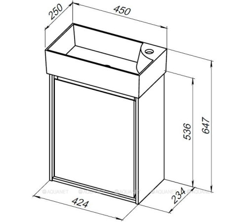 Тумба под раковину Aquanet Милан 45 черный глянец 00306378