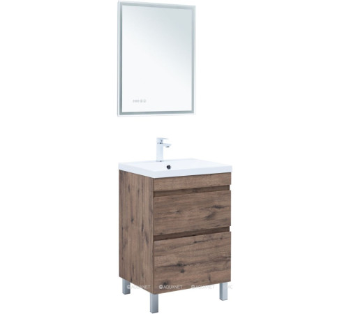 Тумба под раковину Aquanet Нота New 58 напольная 2 ящика дуб веллингтон табак 00344139