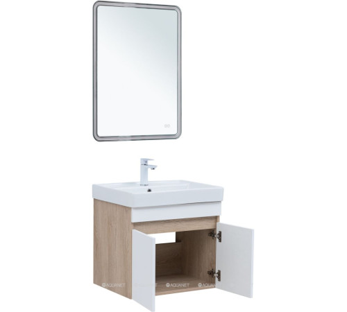 Тумба под раковину Aquanet Оптима 60 дуб светлый/белый сатин 00344799