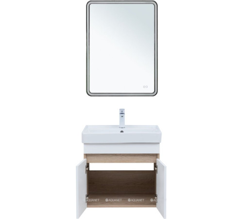 Тумба под раковину Aquanet Оптима 60 дуб светлый/белый сатин 00344799
