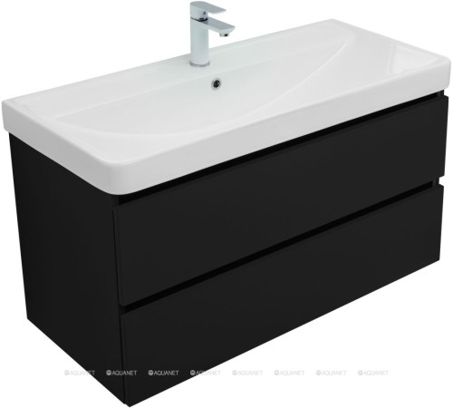 Тумба под раковину Aquanet Вега 2.0 100 2 ящика черный 00337951