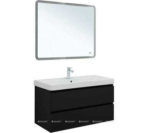 Тумба под раковину Aquanet Вега 2.0 100 2 ящика черный 00337951