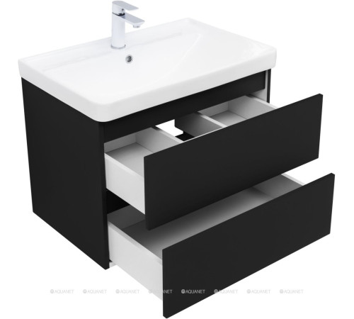 Тумба под раковину Aquanet Вега 2.0 70 2 ящика черный 00337954