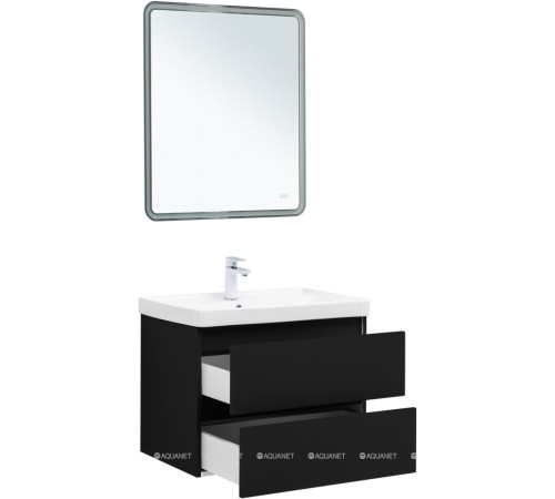 Тумба под раковину Aquanet Вега 2.0 70 2 ящика черный 00337954