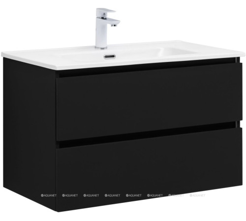 Тумба под раковину Aquanet Вега 2.0 80 2 ящика черный 00337955