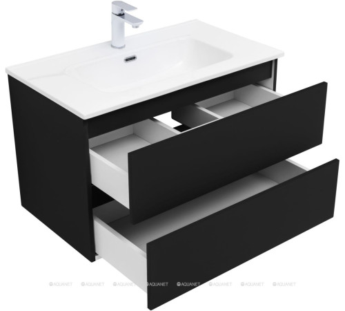 Тумба под раковину Aquanet Вега 2.0 80 2 ящика черный 00337955