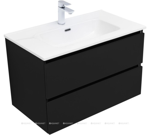 Тумба под раковину Aquanet Вега 2.0 80 2 ящика черный 00337955