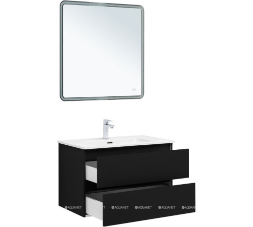 Тумба под раковину Aquanet Вега 2.0 80 2 ящика черный 00337955