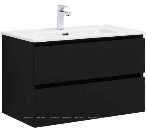 Тумба под раковину Aquanet Вега 2.0 80 2 ящика черный 00337955